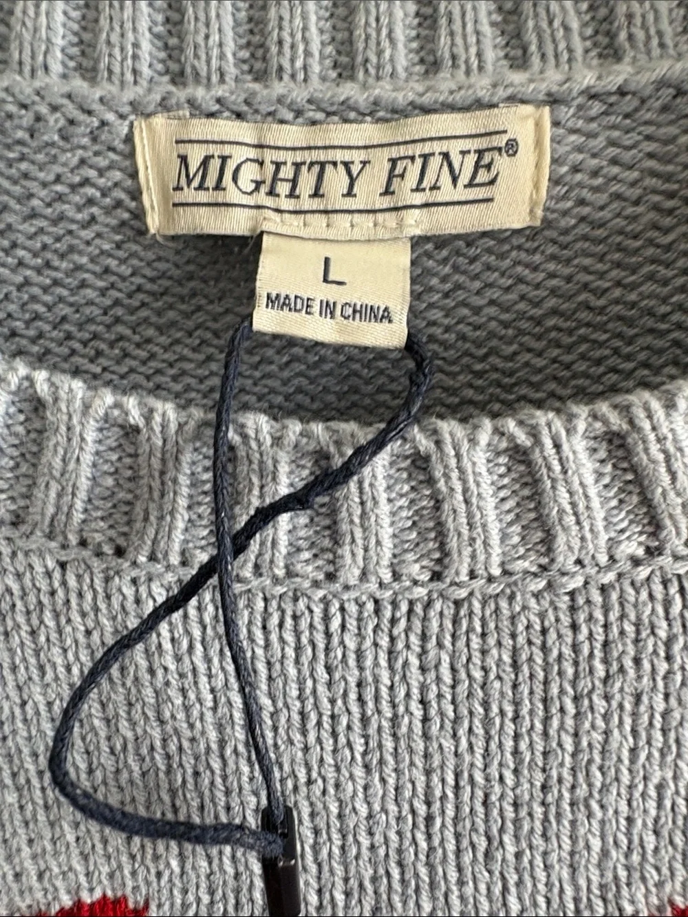 Mighty Fine Light Blue Preppy Beach Crewneck Sweater w/Red Lobster Motif SZ L - Picture 3 of 6